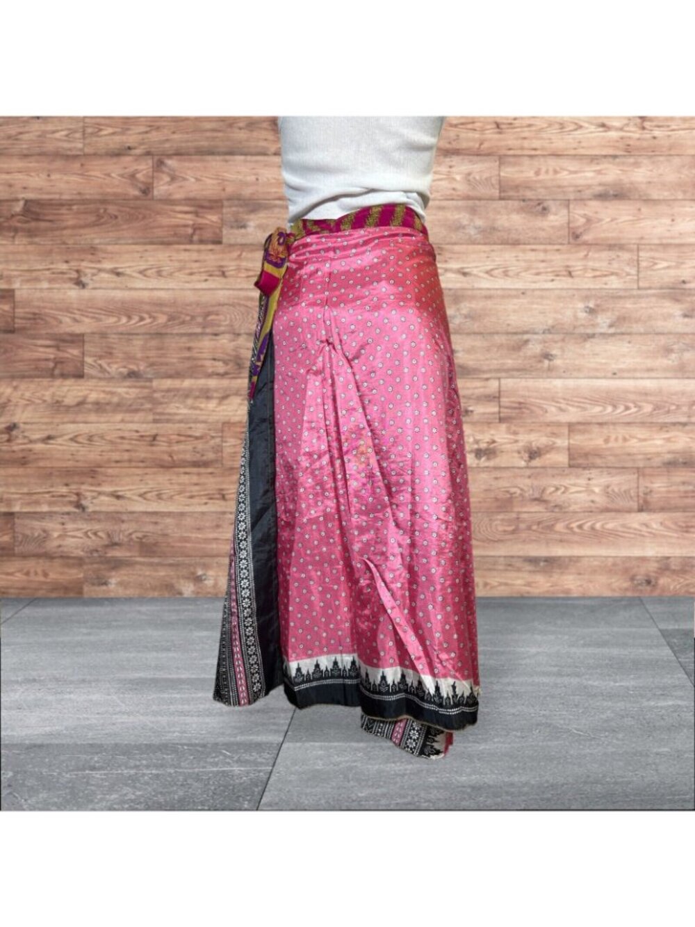 Boho Wrap Skirt Double Layer Sari Multi Wear 36 Travel Resort Festival Hippie - Picture 3 of 5